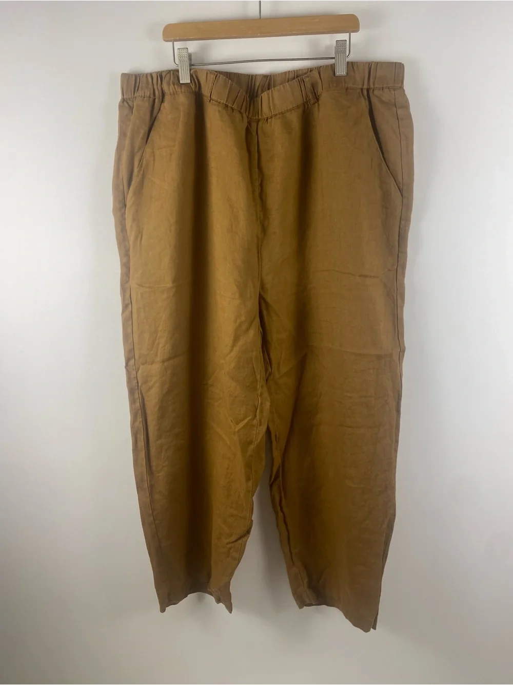 Quince 100% European Linen Mustard Pull On Elastic Waist Pants Size XL
